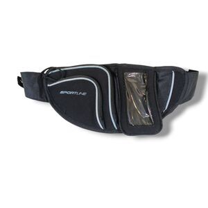 Sportline Belt Bag 11x5" Flip Waist Pack Solid Black  MP3 iPod Holder Running